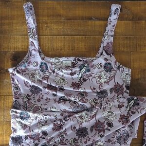 Aritzia Wilfred Saturn Wrap Dress Mauve Floral Square-Neck